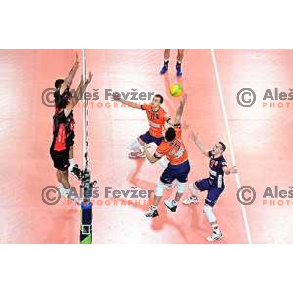 Alen Sket in action during CEV Champions League volleyball match between ACH Volley (SLO) and Ziraat Ankara (TUR) in Ljubljana, Slovenia on November 30, 2022