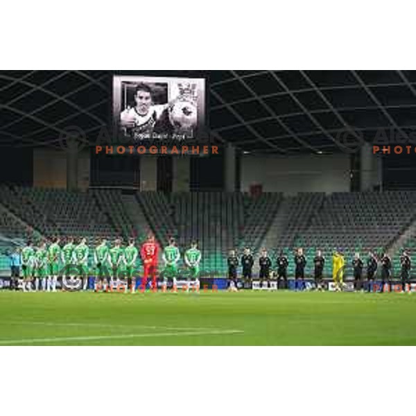 Minute of silence for late supporter Pepi at Prva Liga Telemach 2022-2023 football match between Olimpija and Mura in SRC Stozice, Ljubljana, Slovenia on December 8, 2022