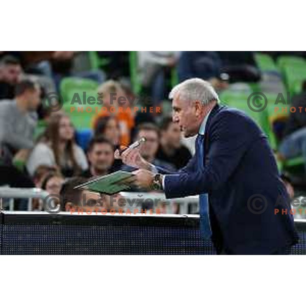 Zeljko Obradovic, head coach of Partizan in action during ABA league 2022-2033 regular season match between Cedevita Olimpija and Partizan Mozzart Bet in Ljubljana, Slovenia on December 11, 2022 