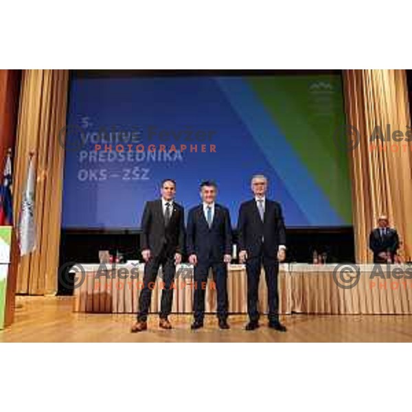 Tomaz Barada, Janez Sodrznik and Franjo Bobinac, candidates for new president of Slovenia Olympic Committee at General Assembly of OKS-ZSZ in hotel Union, Ljubljana, Slovenia on December 16, 2022 