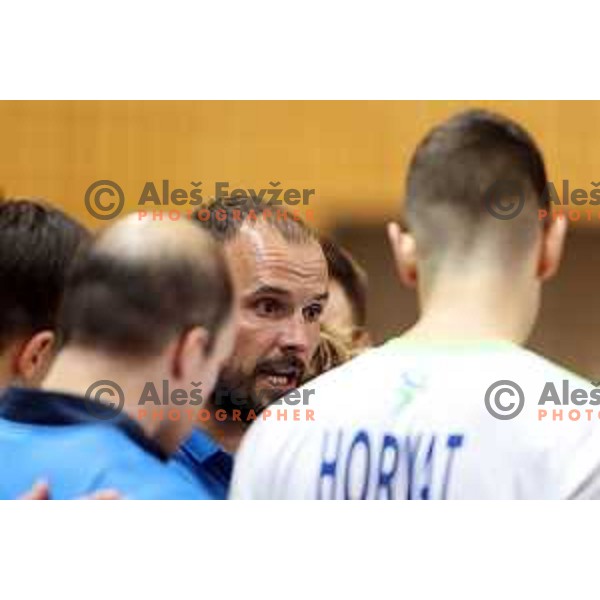 Uros Zorman, head coach of Slovenia during a friendly handball match between Slovenia and Hungary in Ljutomer, Slovenia on January 5, 2023 