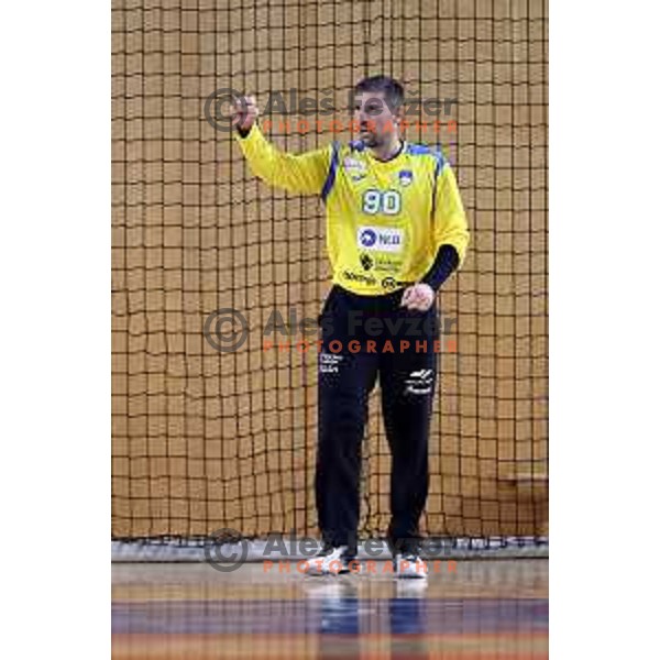 Urban Lesjak in action during a friendly handball match between Slovenia and Hungary in Ljutomer, Slovenia on January 5, 2023