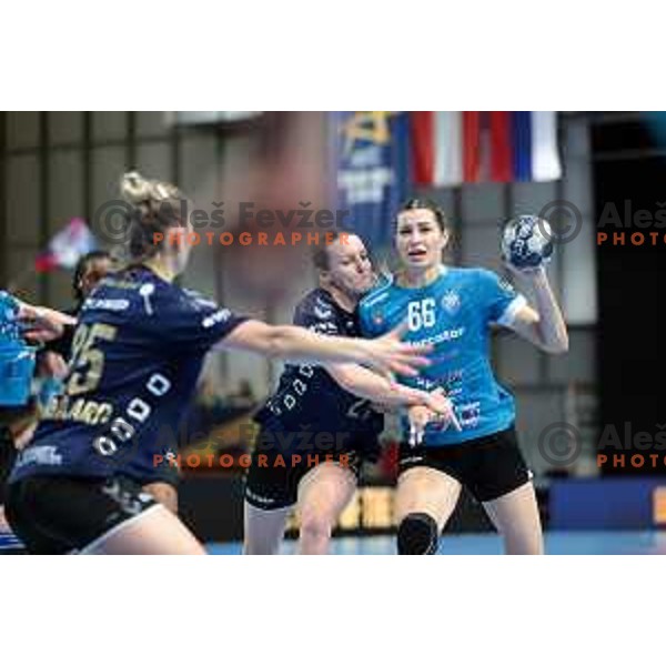 In action during EHF Women’s Champions league match between Krim Mercator (SLO) and BBM Bietigheim (GER) in Ljubljana, Slovenia on January 8, 2023 