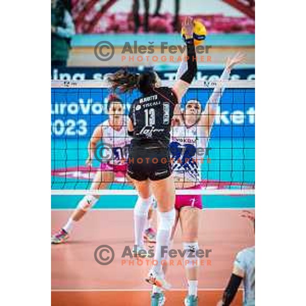 in action during CEV Cup Volleyball 2023 match between Nova KBM Branik and e-work Busto Arsizio in Lukna, Maribor, Slovenia on January 10, 2023. Photo: Jure Banfi