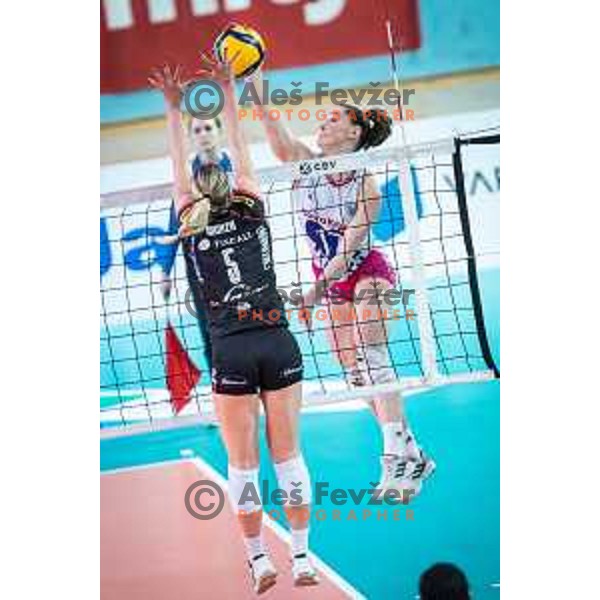 Lorena Lorber Fijok in action during CEV Cup Volleyball 2023 match between Nova KBM Branik and e-work Busto Arsizio in Lukna, Maribor, Slovenia on January 10, 2023. Photo: Jure Banfi