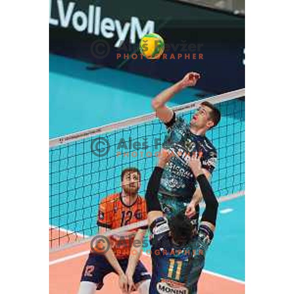Gregor Ropret in action during the CEV Champions league match between ACH Volley and Perugia in Tivoli Hall, Ljubljana, Slovenia on January 11, 2023