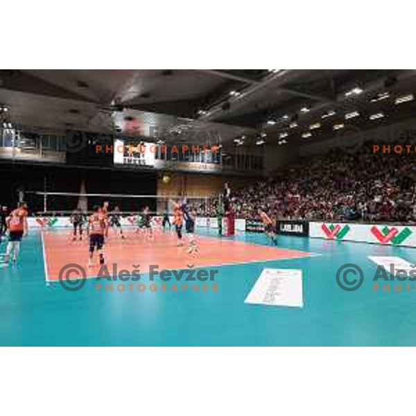 in action during the CEV Champions league match between ACH Volley and Perugia in Tivoli Hall, Ljubljana, Slovenia on January 11, 2023