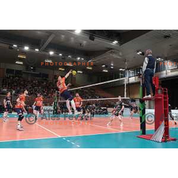 in action during the CEV Champions league match between ACH Volley and Perugia in Tivoli Hall, Ljubljana, Slovenia on January 11, 2023