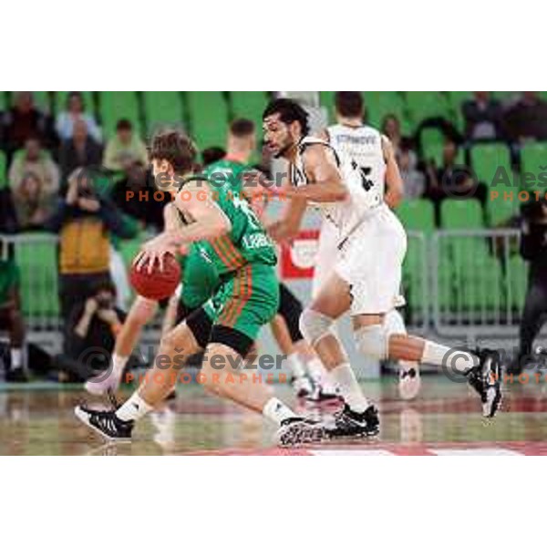 Lovro Gnjidic in action during basketball match between Cedevita Olimpija (SLO) and Cluj Napoca (ROM) in 7days EuroCup 2022-2023, played in Stozice Arena, Ljubljana, Slovenia on January 18, 2023 