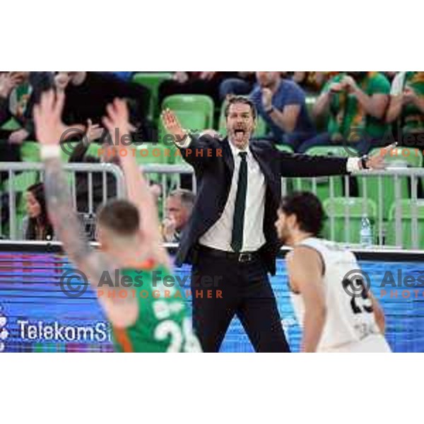 Head coach Jurica Golemac in action during basketball match between Cedevita Olimpija (SLO) and Cluj Napoca (ROM) in 7days EuroCup 2022-2023, played in Stozice Arena, Ljubljana, Slovenia on January 18, 2023 