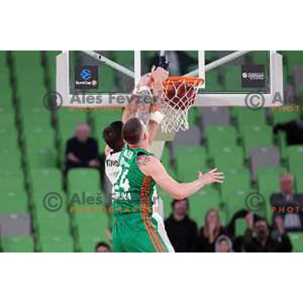 Andrija Stipanovic in action during basketball match between Cedevita Olimpija (SLO) and Cluj Napoca (ROM) in 7days EuroCup 2022-2023, played in Stozice Arena, Ljubljana, Slovenia on January 18, 2023