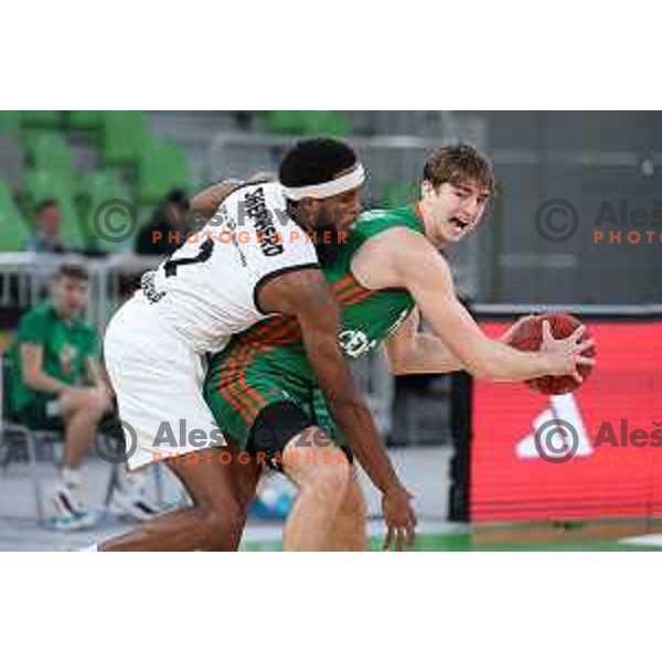 Lovro Gnjidic in action during basketball match between Cedevita Olimpija (SLO) and Cluj Napoca (ROM) in 7days EuroCup 2022-2023, played in Stozice Arena, Ljubljana, Slovenia on January 18, 2023 