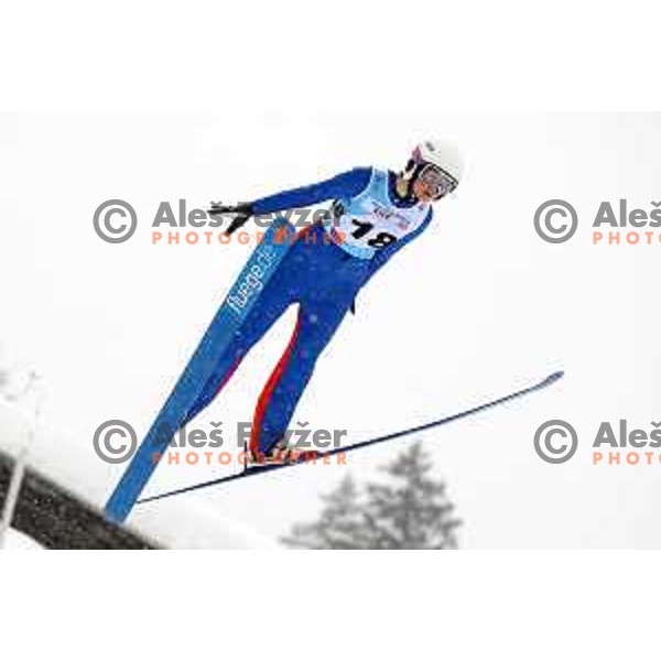 Zala Mihelcic (SLO) competes at European Youth Olympic Festival in Nordic Combined during Ski Jumping leg in Planica, Slovenia during EYOF Tarvisio 2023 on January 24, 2023