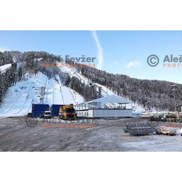 Preparation of press centre for 2023 World Nordic Championships in Planica on January 27, 2023