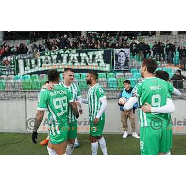 in action during Prva Liga Telemach 2022-2023 football match between Olimpija and Bravo in SRC Stozice, Ljubljana, Slovenia on February 11, 2023