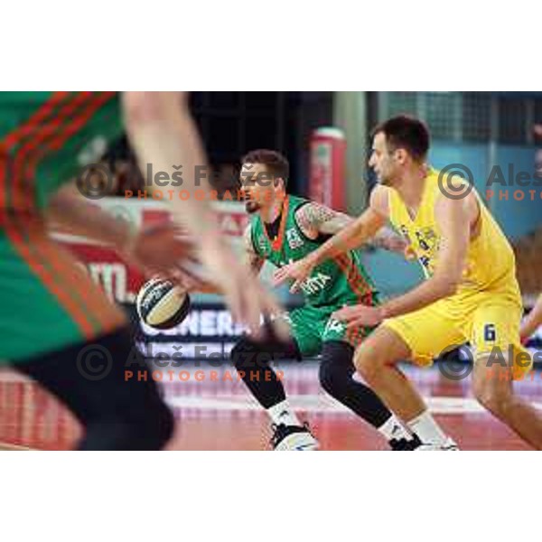 Action during Spar Cup semi-final match between Sencur GGD and Cedevita Olimpija in Lukna Hall, Maribor, Slovenia on February 16, 2023 