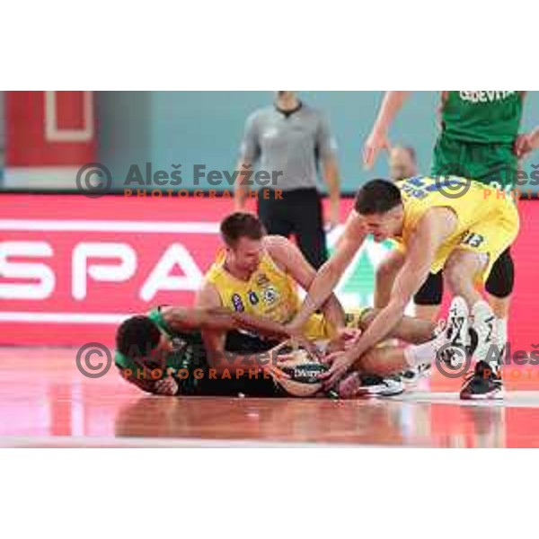 Action during Spar Cup semi-final match between Sencur GGD and Cedevita Olimpija in Lukna Hall, Maribor, Slovenia on February 16, 2023