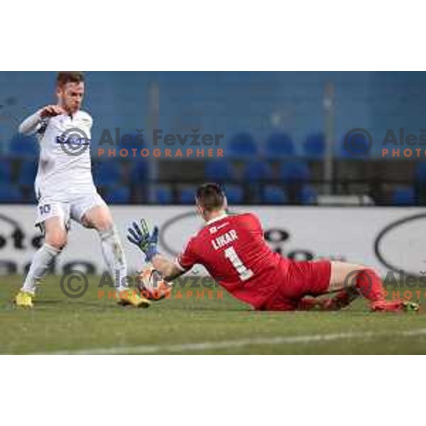 Rudi Pozeg Vancas scores goal during Prva Liga Telemach 2022-2023 football match between Gorica and Koper in Nova Gorica, Slovenia on February 18, 2023