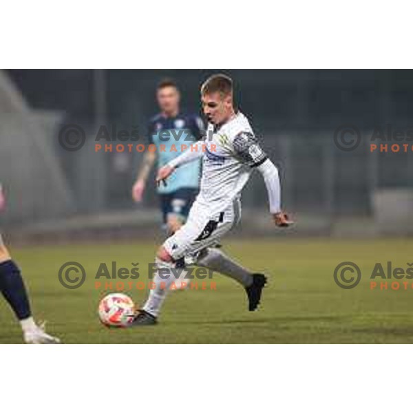 Nikola Krajinovic in action during Prva Liga Telemach 2022-2023 football match between Gorica and Koper in Nova Gorica, Slovenia on February 18, 2023