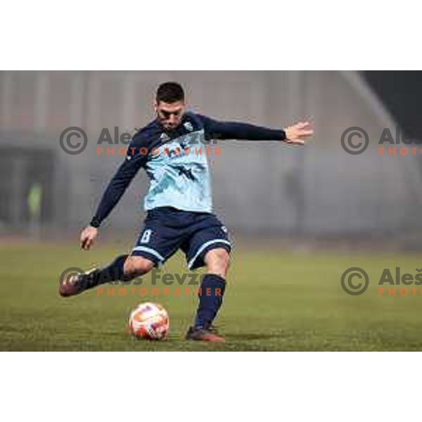 Matija Sirok in action during Prva Liga Telemach 2022-2023 football match between Gorica and Koper in Nova Gorica, Slovenia on February 18, 2023
