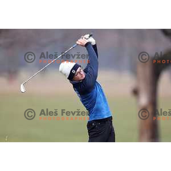 Nik Pogorelcnik Hojnik during winter practice of Slovenia golf team at Lipica golf course, Sezana on February 17, 2023