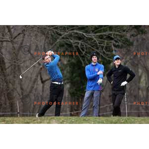 Tim Bohinc during winter practice of Slovenia golf team at Lipica golf course, Sezana on February 17, 2023
