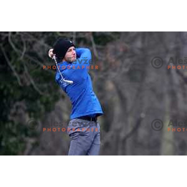 Tomi Bezensek during winter practice of Slovenia golf team at Lipica golf course, Sezana on February 17, 2023