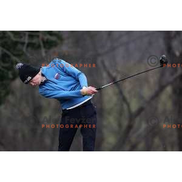 Leon Car during winter practice of Slovenia golf team at Lipica golf course, Sezana on February 17, 2023