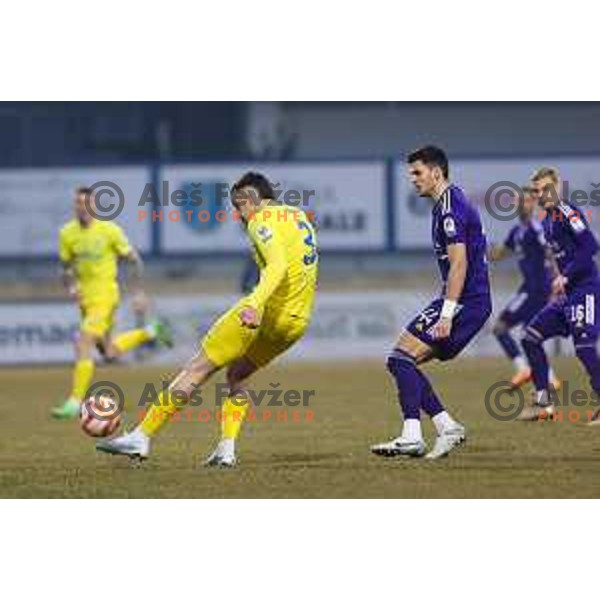 Andrej Djuric of Domzale and Marko Tolic of Maribor during Prva Liga Telemach 2022-2023 football match between Domzale and Maribor in Sportni park Domzale, Domzale, Slovenia on February 23, 2023