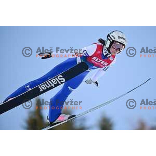 Nika Prevc (SLO) competes at Ski jumping Women team competition at Normal Hill during Planica 2023 World Nordic Championships, Slovenia on February 24, 2023