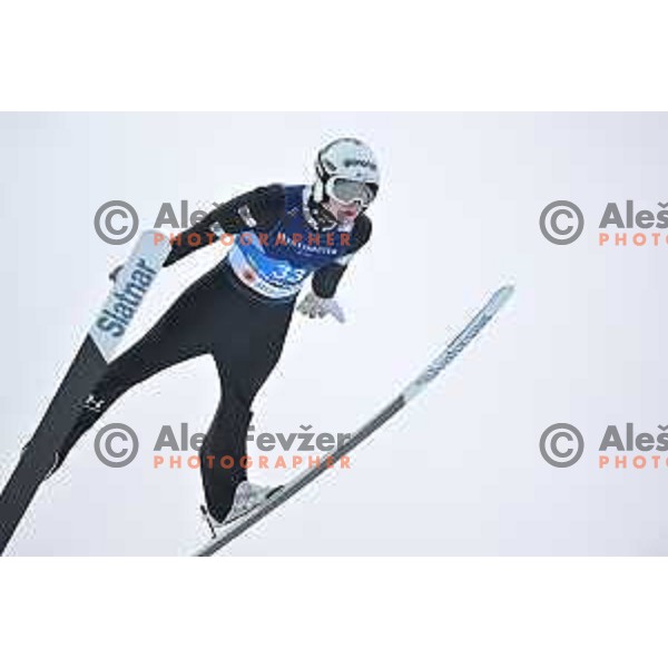 Lovro Kos (SLO) competes at Ski jumping Men at Normal Hill during Planica 2023 World Nordic Championships, Slovenia on February 24, 2023
