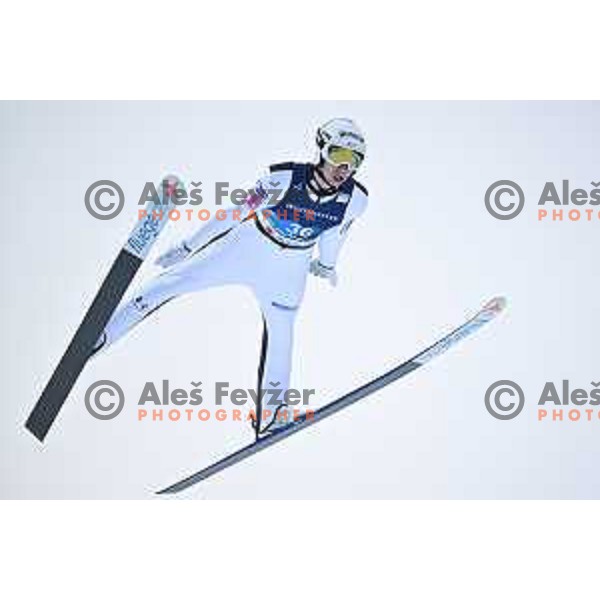 Ziga Jelar (SLO) competes at Ski jumping Men at Normal Hill during Planica 2023 World Nordic Championships, Slovenia on February 24, 2023
