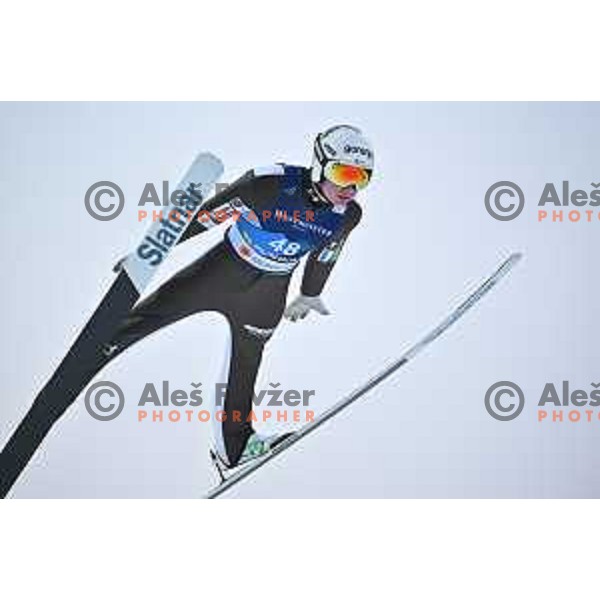 Anze Lanisek (SLO) competes at Ski jumping Men at Normal Hill during Planica 2023 World Nordic Championships, Slovenia on February 24, 2023