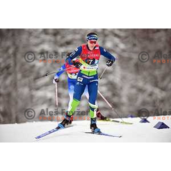 Eva Urevc competes in team Sprint competition at Cross Country stadium during Planica 2023 World Nordic Championships, Slovenia on February 26, 2023