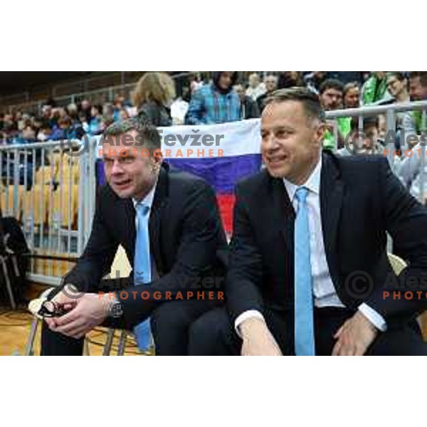 Dalibor Damjanovic and Luka Bassin during FIBA basketball World Cup 2023 European Qualifiers between Slovenia and Israel in Koper, Slovenia on February 27, 2023