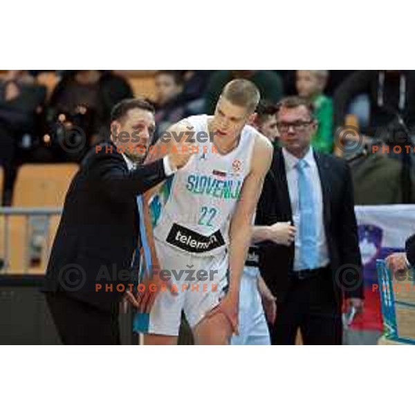 Aleksander Sekulic and Sasa Ciani in action during FIBA basketball World Cup 2023 European Qualifiers between Slovenia and Israel in Koper, Slovenia on February 27, 2023 
