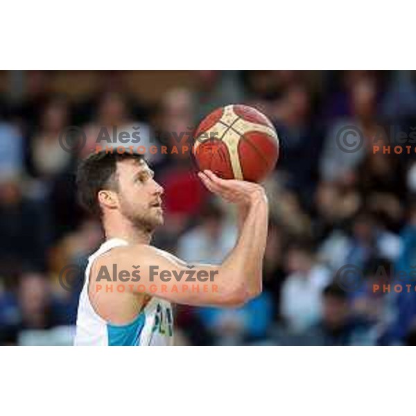 Blaz Mahkovic in action during FIBA basketball World Cup 2023 European Qualifiers between Slovenia and Israel in Koper, Slovenia on February 27, 2023