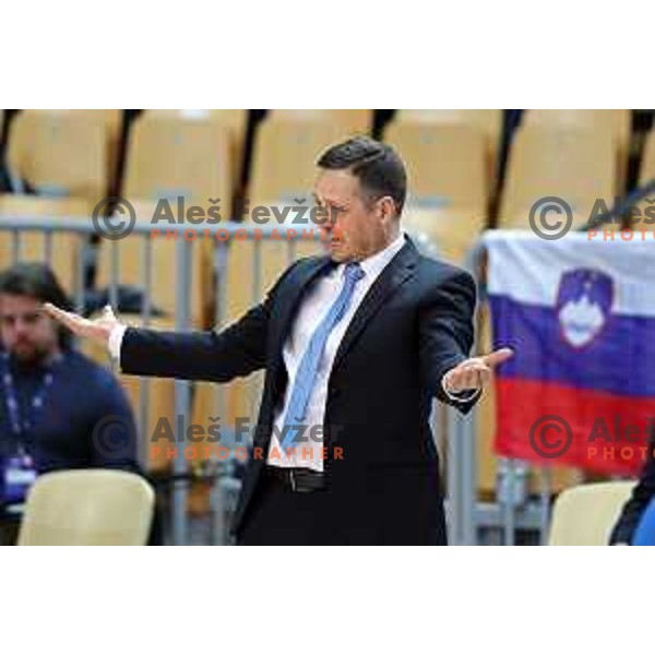 Aleksander Sekulic, head coach of Slovenia in action during FIBA basketball World Cup 2023 European Qualifiers between Slovenia and Israel in Koper, Slovenia on February 27, 2023