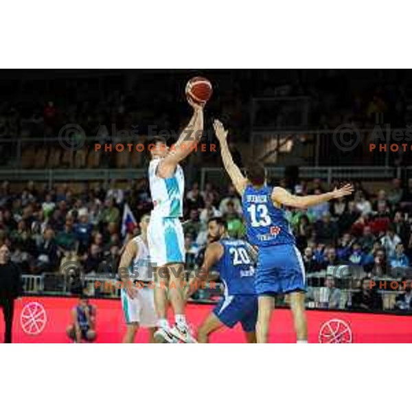 Urban Klavzar in action during FIBA basketball World Cup 2023 European Qualifiers between Slovenia and Israel in Koper, Slovenia on February 27, 2023