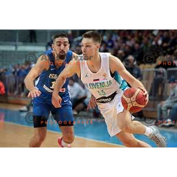 Gregor Glas in action during FIBA basketball World Cup 2023 European Qualifiers between Slovenia and Israel in Koper, Slovenia on February 27, 2023