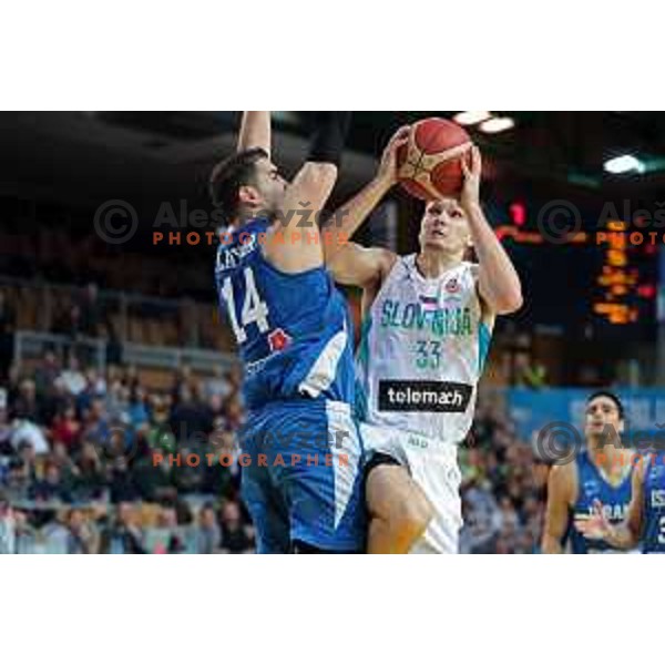 Gregor Glas in action during FIBA basketball World Cup 2023 European Qualifiers between Slovenia and Israel in Koper, Slovenia on February 27, 2023