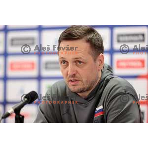Aleksander Sekulic, head coach of Slovenia at press conference after FIBA basketball World Cup 2023 European Qualifiers between Slovenia and Israel in Koper, Slovenia on February 27, 2023