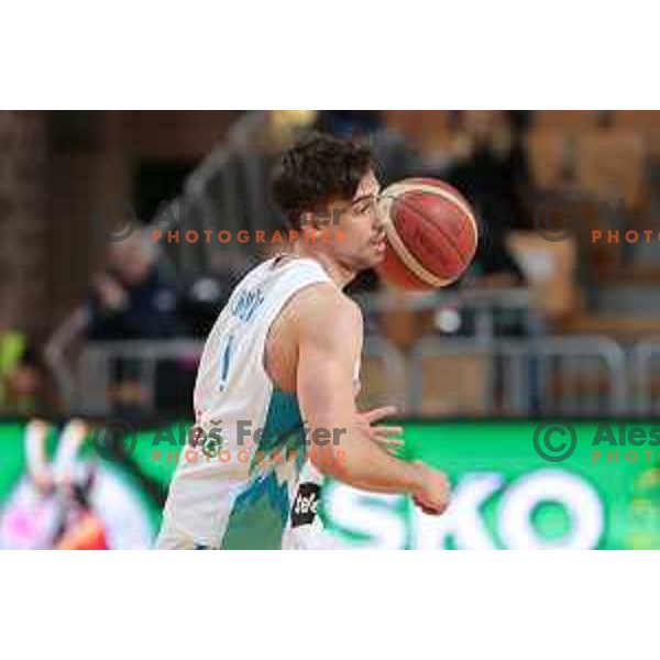 Urban Klavzar in action during FIBA basketball World Cup 2023 European Qualifiers between Slovenia and Israel in Koper, Slovenia on February 27, 2023 