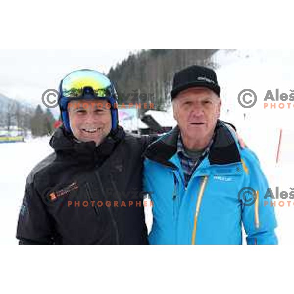 Ales Vidic and Janez Smitek during inspection of course preparation for 62. Vitranc Cup AUDI FIS World Cup Alpine Skiing in Kranjska Gora, Slovenia on March 2, 2023