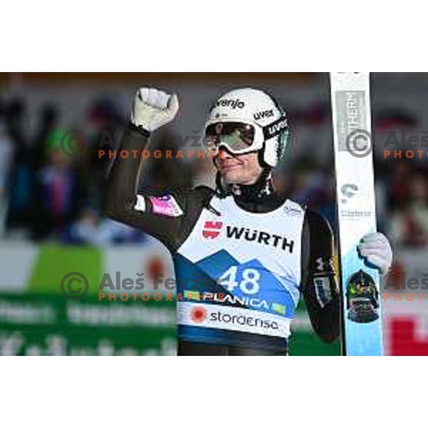 Anze Lanisek (SLO) competes at Ski jumping Men Large Hill at Planica 2023 World Nordic Championships, Slovenia on March 3, 2023