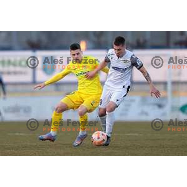 in action during Prva Liga Telemach 2022-2023 football match between Domzale and Koper in Domzale, Slovenia on March 4, 2023