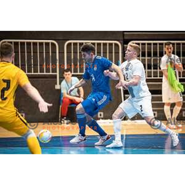 Teo Turk in action during Futsal World Cup 2024 qualification match between Slovenia and Kazakhstan in Dvorana Tabor, Maribor, Slovenia on March 8, 2023. Photo: Jure Banfi