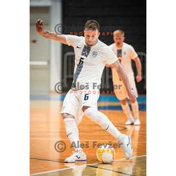 Denis Totoskovic in action during Futsal World Cup 2024 qualification match between Slovenia and Kazakhstan in Dvorana Tabor, Maribor, Slovenia on March 8, 2023. Photo: Jure Banfi