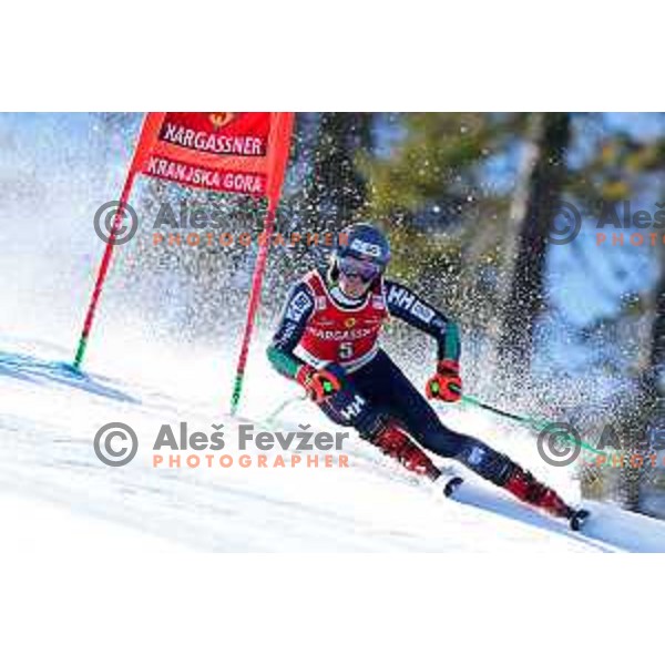 Lucas Braathen (NOR) skies in first run of AUDI FIS Ski World Cup Giant Slalom for 62.Vitranc Cup, Kranjska Gora, Slovenia on March 11, 2023