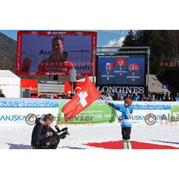 Marco Odermatt (SUI), winner of AUDI FIS Ski World Cup Giant Slalom for 62.Vitranc Cup, Kranjska Gora, Slovenia on March 11, 2023